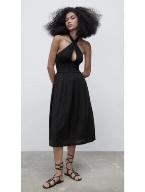 zara rustic cotton dress RUSTIC LONG DRESS - Ecru